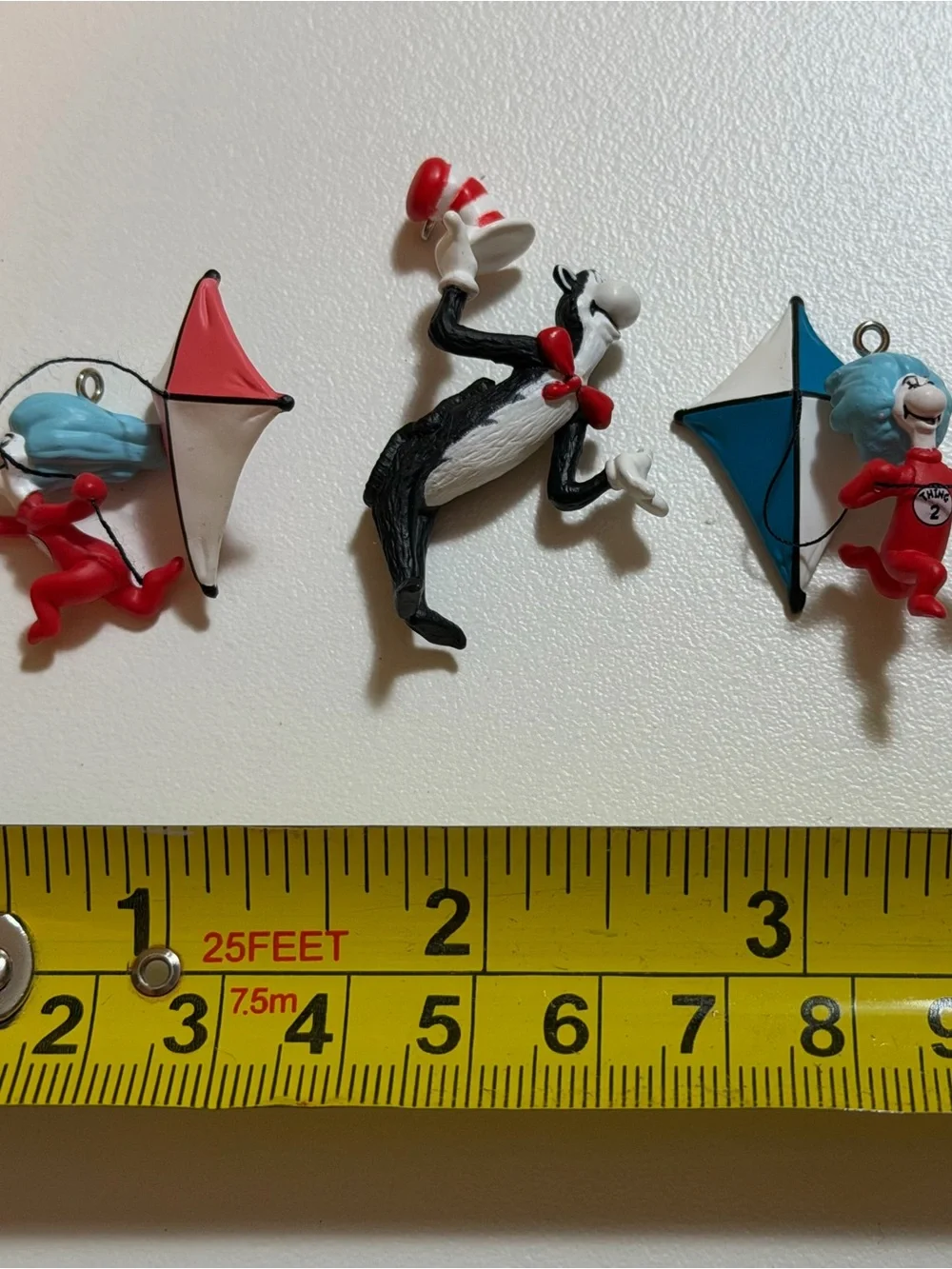 Vtg 2001 Hallmark Miniature Ornament Set Dr Seuss Cat In The Hat, Thing 1 & 2